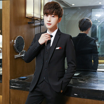 Suit suit mens three-piece youth business suit slim Korean version of the grooms wedding best man dress professional formal dress