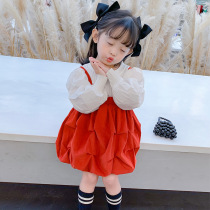 Girls dress 2021 new children princess dress spring and autumn foreign style Net red suspender skirt baby Autumn dress