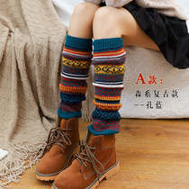 Exposed ankle artifact leg socks female thickened warm wool stockings Japanese knee pads high socks half long socks
