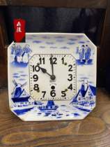 American character Blue and white porcelain Ceramic face swing head wall clock Western antiques antiques overseas return