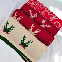 Christmas gift for girls winter warm wool scarf female jacquard Deer Elk warm long shawl students
