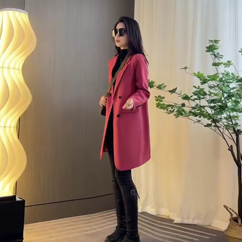 High end small suit trench coat for women's spring and autumn 2023 new casual mid length coat slim fit and slimming suit