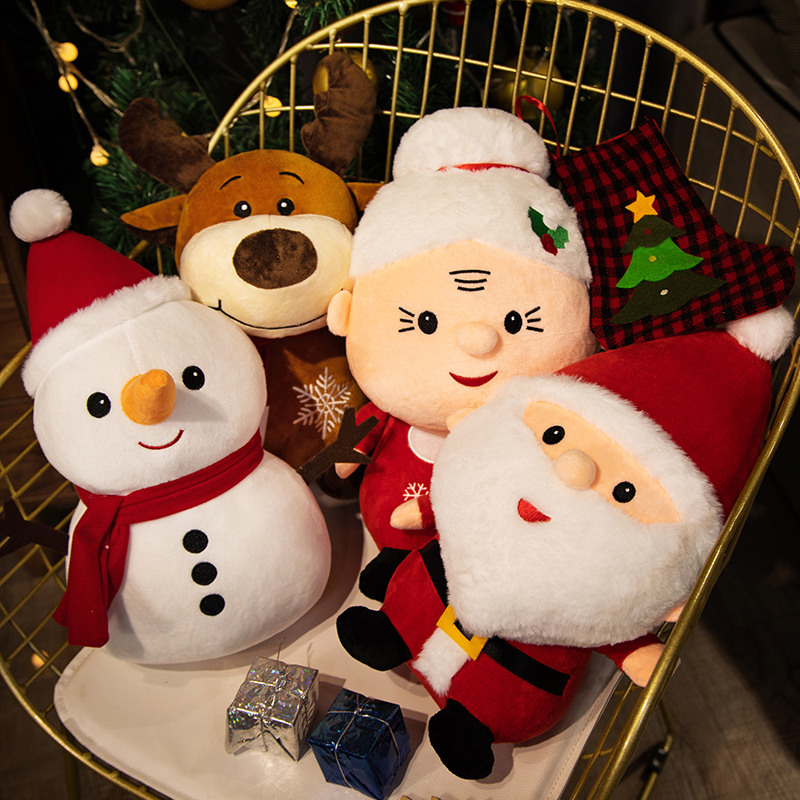 サンタクロース枕ぬいぐるみ人形クリスマスツリー人形ヘラジカ雪だるま縫いぐるみ人形女の子のためのホリデーギフト