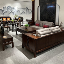 New Chinese style solid wood sofa living room simple modern retro fabric light luxury solid wood villa sofa large apartment furniture