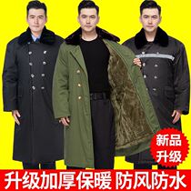 Winter thick long security cotton clothes cold storage cold protection labor insurance work clothes northeast cotton jacket army cotton coat Green Men