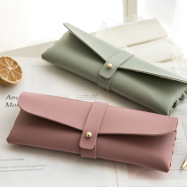 Class 2 of 3 years leather large capacity simple pencil case multi-function student storage stationery box examination pencil case