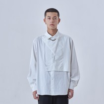 PCLP(PERCLIPS) deconstruction shirt design National Tide brand tooling Japanese kangfeng male white long sleeve shirt