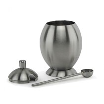 Stainless steel sugar tank with spoon egg-shaped seasoning tank storage tank seasoning tank sugar cup brown sugar white sugar sugar cube container household