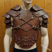 Mens leather bondage clothing Multi-piece breastplate armor Gladiator dress Samurai shoulder armor cosplay medieval
