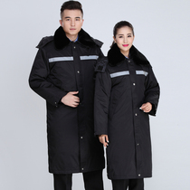 Winter military coat mens training uniform thick long plus velvet cold waterproof cotton coat wear-resistant security training cotton suit