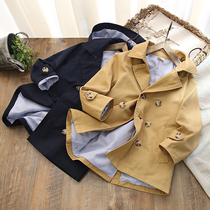  Childrens windbreaker mid-length jacket 2021 autumn new British style big boy boys hooded double-breasted top