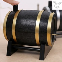Wine barrel type toothpick tube Creative automatic pressing household living room toothpick box Hotel high-grade toothpick pot portable