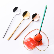 Japanese milk spoon small coffee spoon short long handle milk powder mixing spoon golden cute exquisite stainless steel dessert spoon