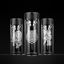 Redf (animal) Large-capacity double layer glass-cup men on-board portable water glass Home tea cup transparent