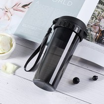 Leak-proof plastic home anti-fall water cup portable with lid cute female girl personality ins simple and fresh forest system