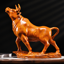 Pears carved cow fix solid wood zodiac cow rush to sculpture red wood crafts living room