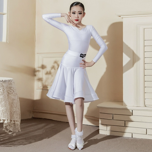 Маленькие дети латиноамериканская танцевальная одежда профессиональная тренировочная юбка для танцевальной юбки соревнования цветочной одежды для лета 2023 г. Новые модели