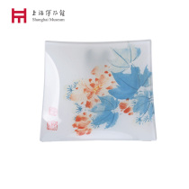 Shanghai Museum glass plate ornaments Ming Dynasty Sun Kehong Flower and Bird Birthday Mid-Autumn Festival Gift Sending Shelf
