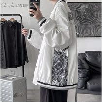 Cashew flower jacket mens spring and autumn retro trend Stitching print jacket mens high street Tide brand casual baseball uniform