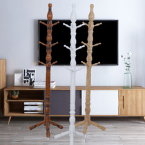 (Pure solid wood all hand-baked paint) new Chinese clothes rack floor bedroom coat rack solid wood hanger living room