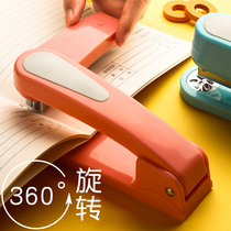 Stapler Student office supplies Rotatable multi-function riding nail binding manual nail book seam 360 degree book fixer Medium book girl cute small large heavy thickening 2