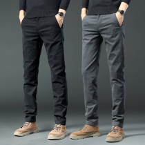 Hong Kong high - end mens casual pants 2023 summer thin elastic straight - boiled Han - style trend and pants