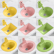 Childrens color table basin kindergarten ceramic wash basin embedded wash basin round small size wash table Pool