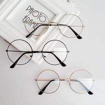 New round Korean version of retro students have degree frame myopia female round frame without degree flat lens glasses male