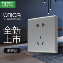 Schneider switch socket panel Jane platinum smoke cloud gray 5 five five holes with USB socket one or two open five hole wall hidden