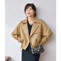 Small Island Breeze Sa Beauty Blogger feels extravagance and lambskin leather jacket short jacket long sleeve drawstring jacket top