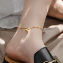 Chow Tai Fook Huanmei Korean simple Gypsophila two small ball anklet female personality fashion Mori simple niche
