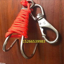 Stainless steel double head flow hook telescopic adhesive hook spring rope diving hook anti-corrosion diving special