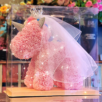 Premium dried flowers Immortalized flowers Unicorn Rose Bear gift gift to Girlfriend Tanabata Valentines Day Immortalized Flowers gift box