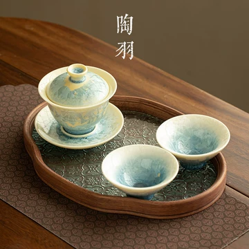 茶杯茶碗手蓋碗茶杯 エナメルセラミック蓋碗功夫茶具 カンフーティーセット手作りの陶磁器