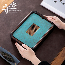 Small tea tray household simple one person tea set tea table simple water storage Tea Sea bamboo wood ceramic dry bubble tea tray