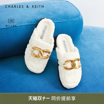 CHARLES&KEITH22 winter new product CK1-70900420 plush Muller shoes womens shoes Baotou slippers