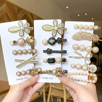Hair clip female Korean temperament hair card metal pearl word clip exquisite headdress does not hurt hair side clip hair ornaments