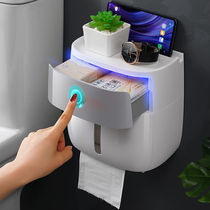 Toilet tissue box toilet paper rack creative drawing paper box waterproof roll box Non-punching toilet paper box