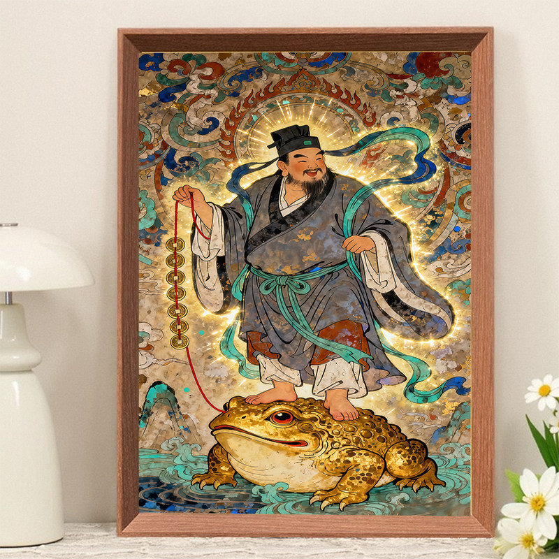 中国　陶板　古月軒　劉海戯金蟾　染付　額装　送料込み250322 中国民間版画「劉海戯金蟾」（門画） | コレクション | 印刷博物館