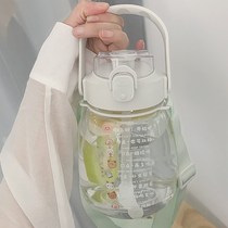 Water cup women summer super capacity 1500ml plastic kettle with straw ins outdoor sports portable belly cup