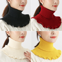Autumn and winter fake collar ladies Joker knit cold-proof collar sweater fake high collar cervical neck cover warm pullover