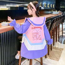 Girls windbreaker Mid-length 2021 Autumn New Tong Childrens Color Academy Style Coat Girl Spring and Autumn
