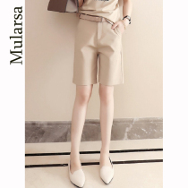 Mularsa white pants womens summer thin fashion temperament wild retro suit five points loose wide leg pants