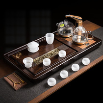  Whole piece of ebony solid wood Kung Fu tea set Tea tray set Automatic integrated tea making household living room drainage Chinese style