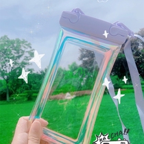 Solid color bubble inflatable colorful transparent mobile phone waterproof bag Apple Huawei universal touch screen diving cover