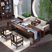 New Chinese style solid wood tea table and chair combination old elm kung fu tea table black walnut wood Zen tea table simple tea table