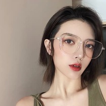 Ultra-light large frame myopia eyes female Korean version tide anti-blue light can be equipped with power lenses transparent makeup eyeglass frame men