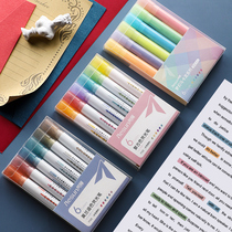Fluorescent marker pen large-capacity Morandi color series notes special hand account pen endorsement memorization word stroke key memory artifact Yinglight color pen Silver Light Marker pen mark highlighter Firefly