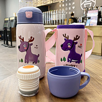 Male and female baby portable cup cartoon cute pet animal one Cup dual-purpose stainless steel thermos cup cloth cover with water Cup