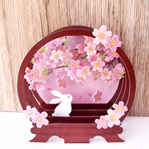 Three-dimensional rabbit cherry blossom greeting card universal birthday Mothers Day Festival Taiwan jeancard authorized teacher in Japan